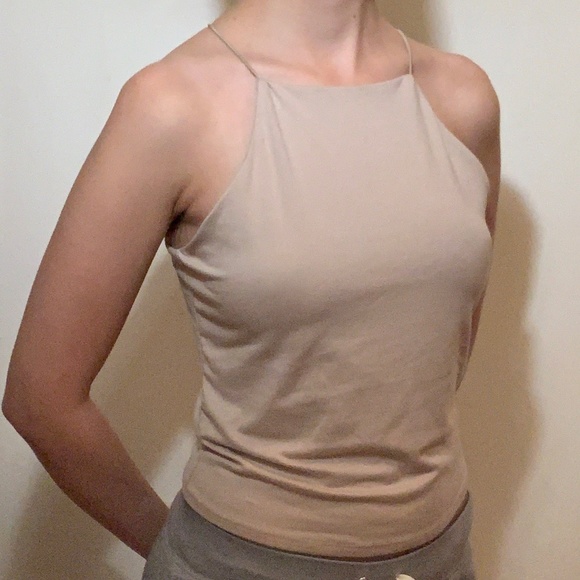 NWT Trendy Halter Tank Top in Beige- Size Small - Picture 1 of 7